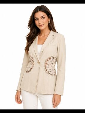 Etcetera Beige Blazer with Crochet Details - Women's Jacket